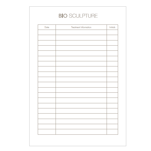 Bio Sculpture Client Record Cards - 25