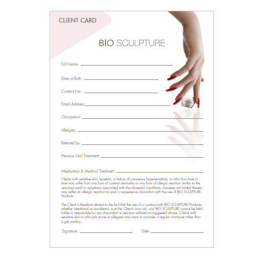 Bio Sculpture Client Record Cards - 25