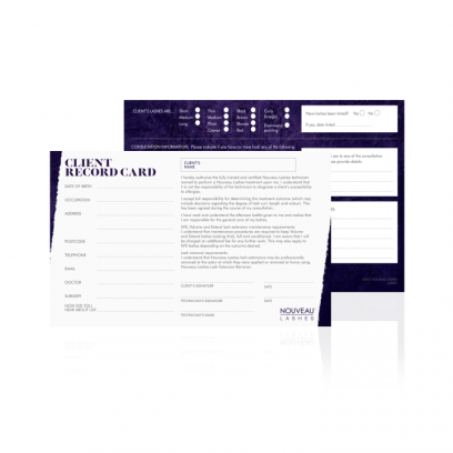Nouveau Lashes Client Record Cards x 10